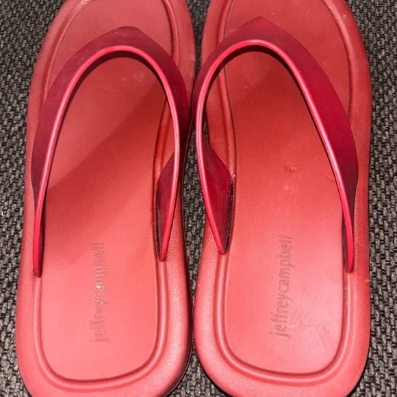 Jeffery Campbell Red Flip-Flops platform size 9 - Picture 4 of 5
